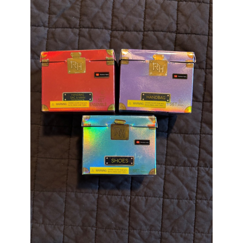 Rainbow High Mini Accessories Studio Lot 3 Mystery Trunks 2 Handbags 1 Shoes NEW